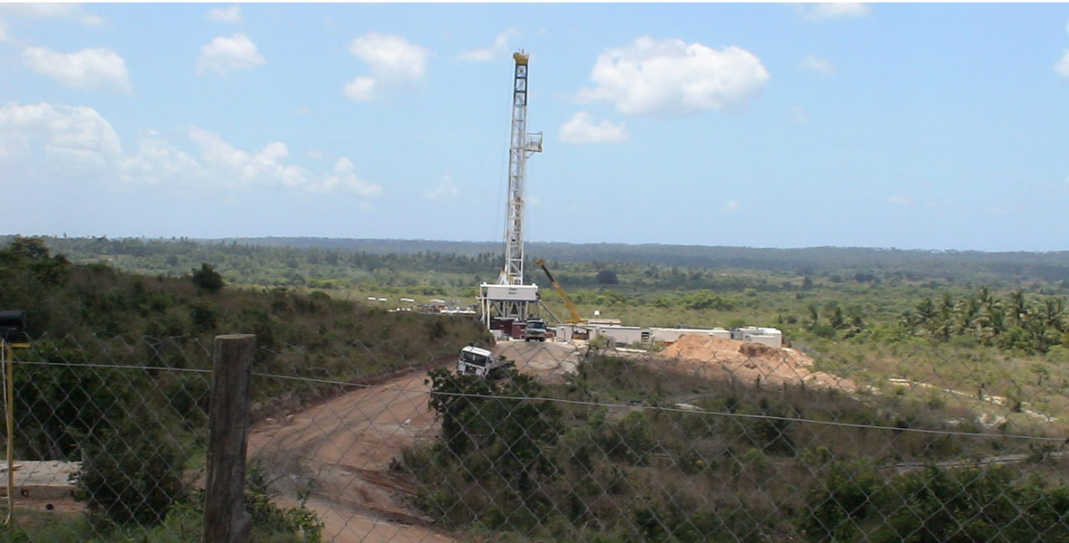 Picture of a drilling rig at a remote site in Tanzania.